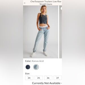 NWOT free people One teaspoon truckers low-rise straight jeans size 30